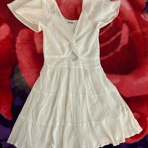 White Flutter Sleeve Dress